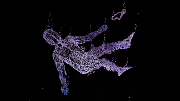 Abstract image of a man falling down