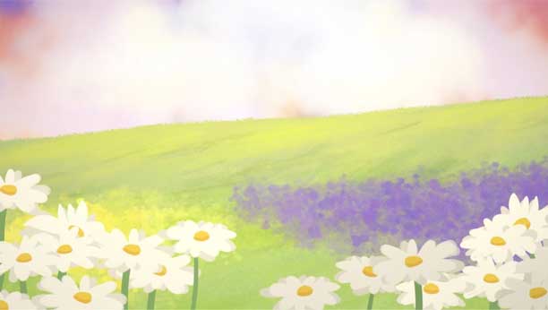 A beautiful digital rendering of a flower filled field in spring