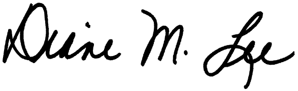A digital copy of Dr. Lee's signature